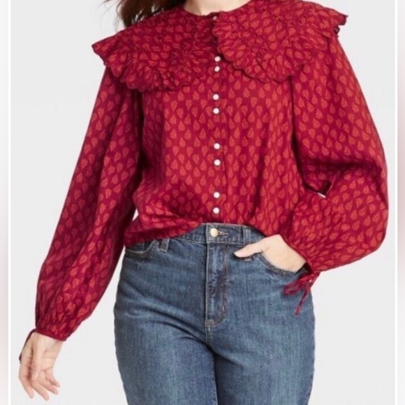 Universal Thread bib collared blouse women’s large - Picture 1 of 4